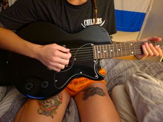 Black Electric Guitar Les Paul Style
