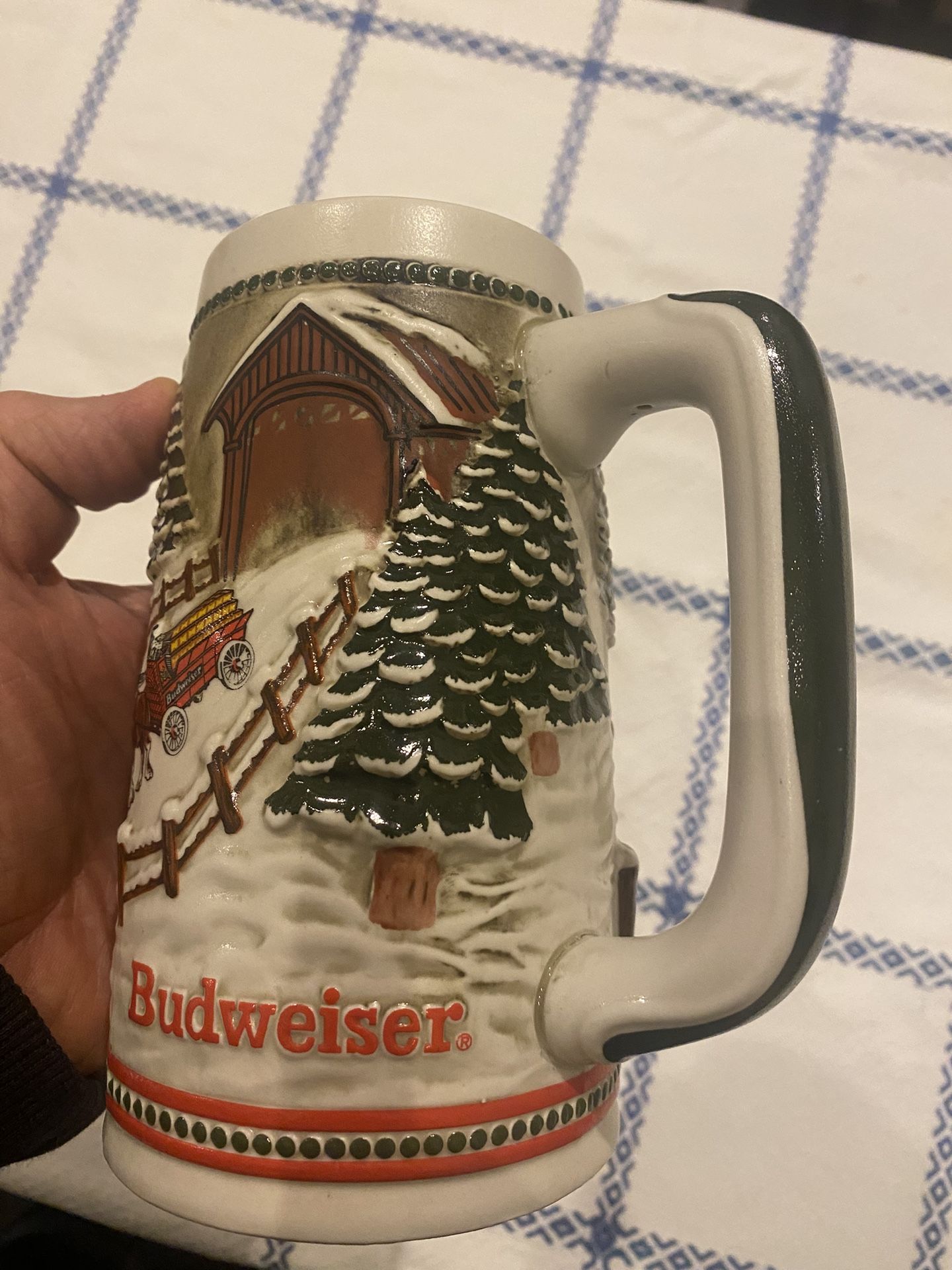 Vintage 1984 Budweiser Clydesdale Holiday Beer Stein Mug