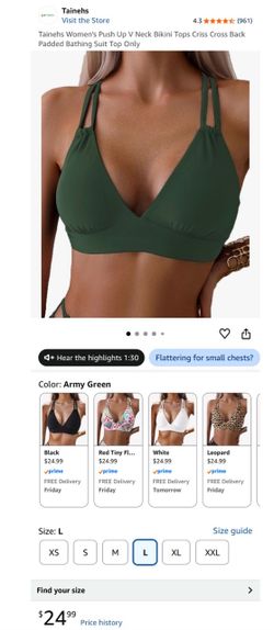 Women’s push up V neck bikini top