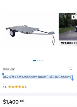 DK2 4-ft x 8-ft Steel Utility Trailer ( 1450-lb Capacity )
