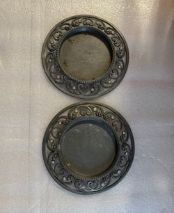 2 ORNATE METAL BASES for CANDLES GREAT CONDITION 