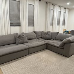 Dream Gray 131'' 4 Piece Modular Sectional with  2 Armless Chairs, 2 Corners, 1 Ottoman