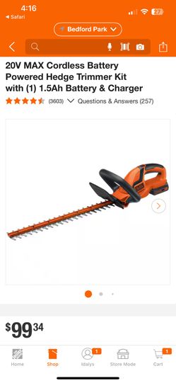 Cordless 20v Max Hedge Trimmer + Charger 