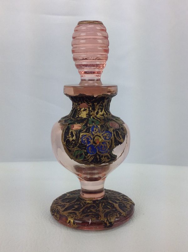 Antique Cambridge Pink Glass Beehive Perfume Bottle