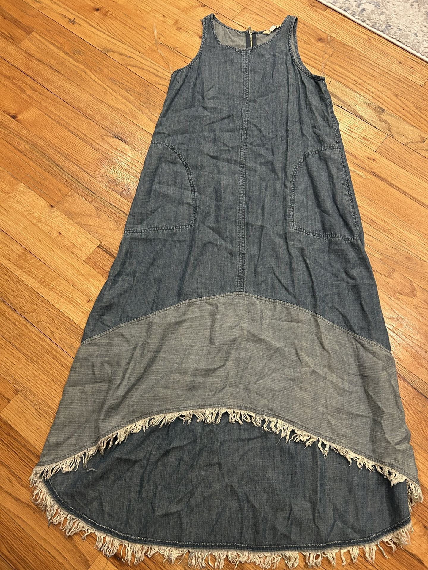 Oversized denim dress with fringe size 2 