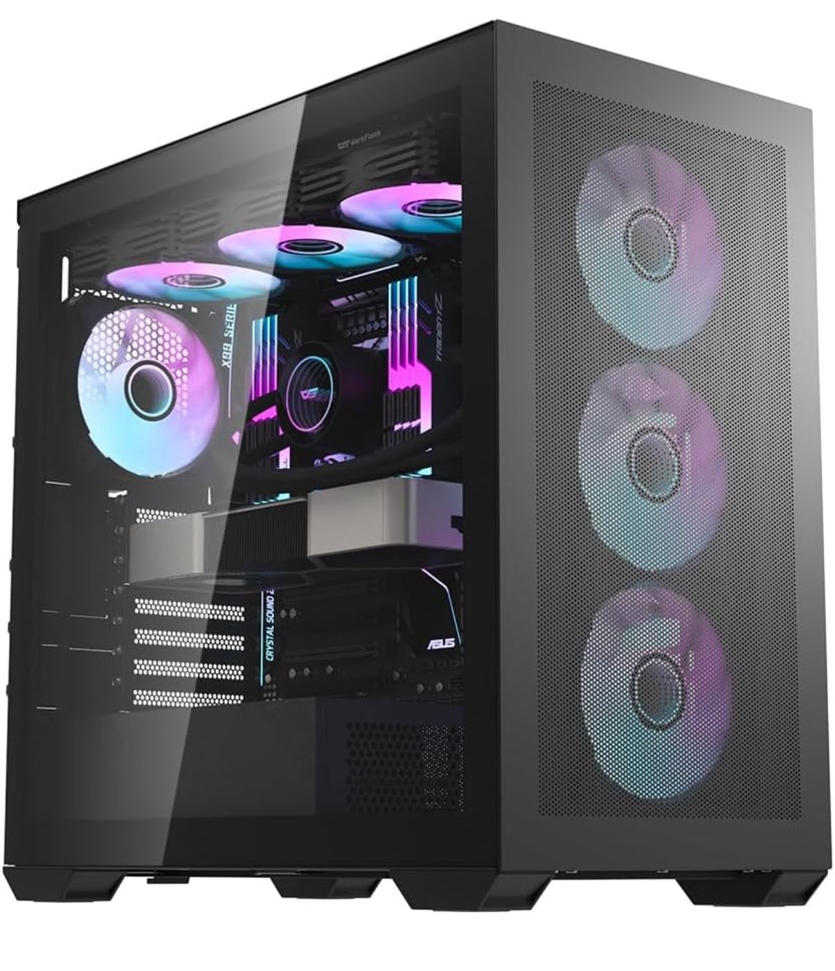 darkFlash DLX4000 Black ATX Mid-Tower Desktop Computer Gaming Case USB 3.0 Ports Tempered Glass Windows