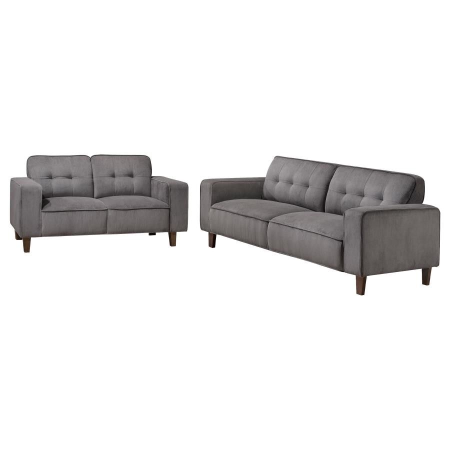 Deerhurst 2 PC Corduroy Upholstered Track Arm Sofa Set