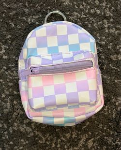 Claire’s Mini Keychain Backpack Clip - Checkered