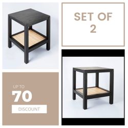  Brand New Threshold & Studio MC Gee  Set Of 2 Canyon Lake  Woven Shelf  End Table Hardwood 