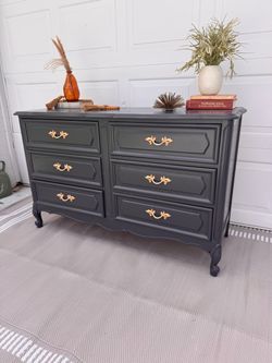 Solid wood navy French provincial dresser. Free delivery