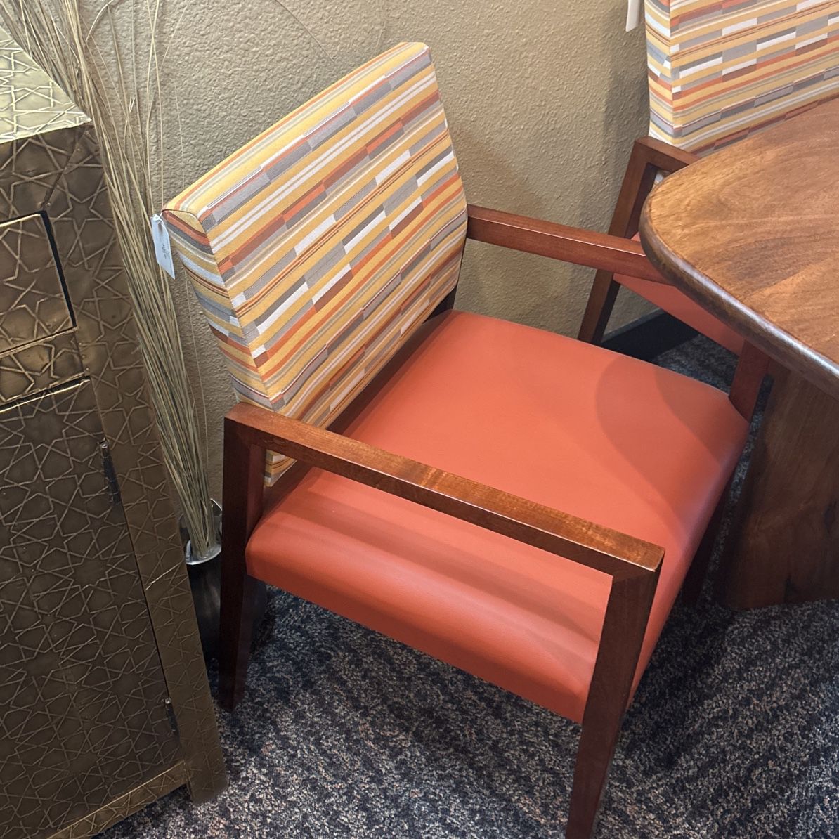 Orange Red Custom Made Mahogany Dining Chair