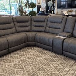 Beautiful Recliner Sectional With Hidden Cup Holders 