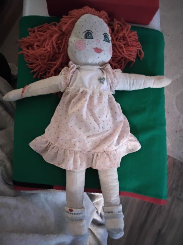 Vintage Hand Sewn Raggeddy Ann Type Doll 20" Long