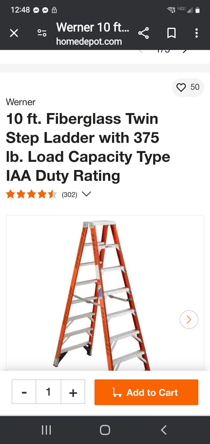 Super Heavy Duty Double Sided Twin 10ft Werner 2 Person Ladder