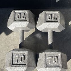 70 lbs Hex Dumbbell Weights….  Home Gym Fitness…