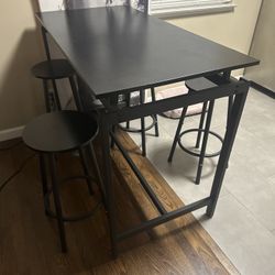 Black Table With Bar Stools