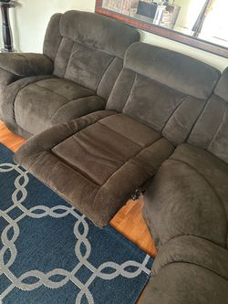 Brown Fabric Reclining Sofa