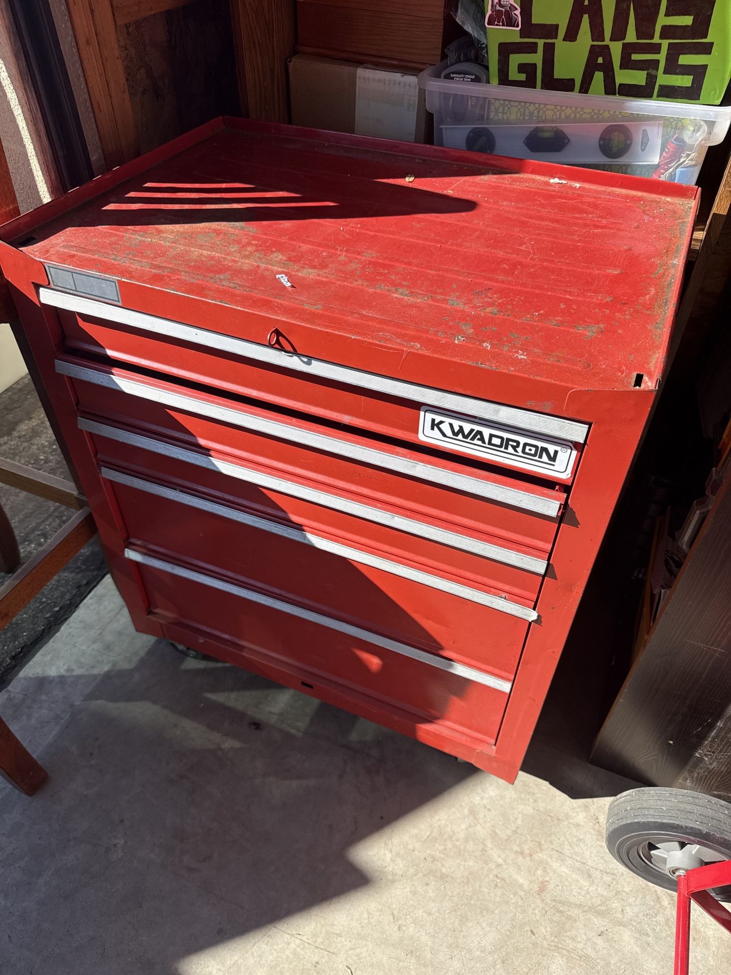 Kwadron Rolling Tool Chest / Tool Cabinet – Steel – Garage Storage – With Extras 