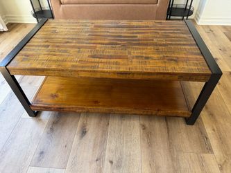 Faux wood and black coffee table