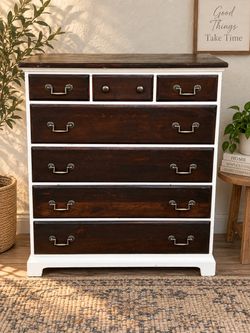 Solid Maple 7-Drawer Tall Chest Dresser – Restoration Potential