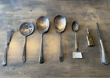 Antique Silver-Plate Flatware and Bottle Lot
