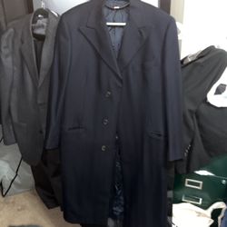 Dunhill Long Coat Peacoat Navy 38r Made In Italy