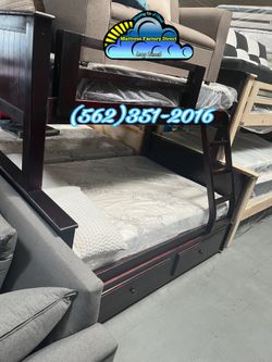 Twin full Cherry bunk bed with trundle new cama colchones