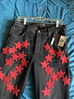 Amiri X Chemist Red Stars Jeans Mens Size 34 Brand New With Tags Retail Is $2200