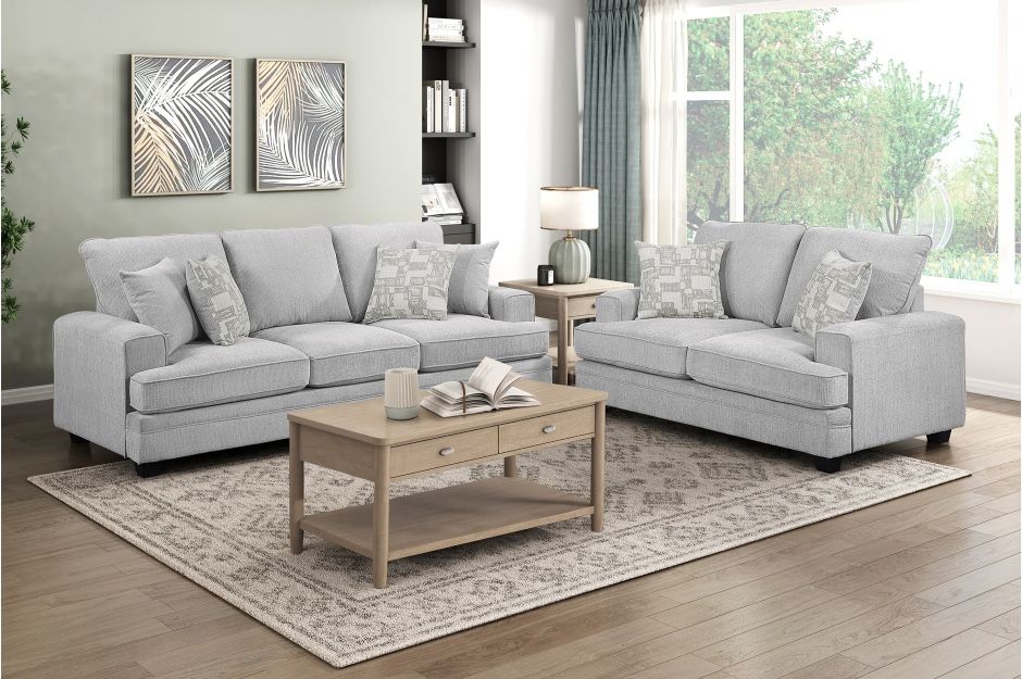 Light Gray Sofa & Loveseat Set - Free Delivery Promo 