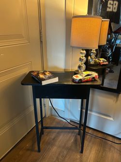Side Table with Charging Station & Storage + Lamp