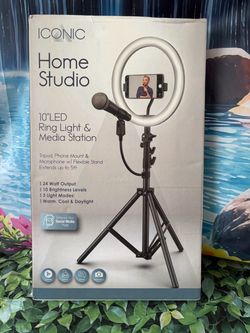 Iconic Home Studio 10" LED Ring Light & Media Station