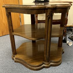 Mid-Century Heritage Burl Walnut 2 Tier End Table