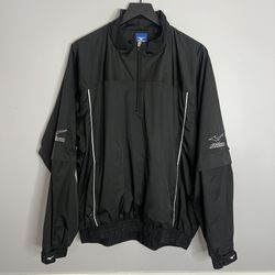 Mizuno Golf ImpermaLite 1/2 Zip Windbreaker Mens Large Black Detachable Sleeves