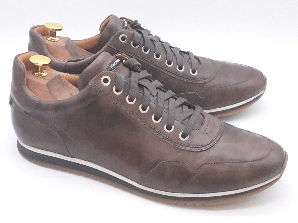 Mens Magnanni Size US 10.5 'Pueblo' Sneakers Leather Grey Shoes Lace Up #17950