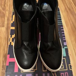 MIA Black Perforated Wedge Sneakers Size 7