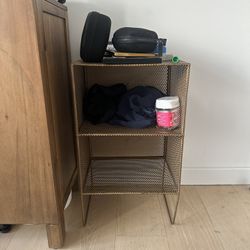 Chic Gold Perforated Metal Accent Table / Nightstand