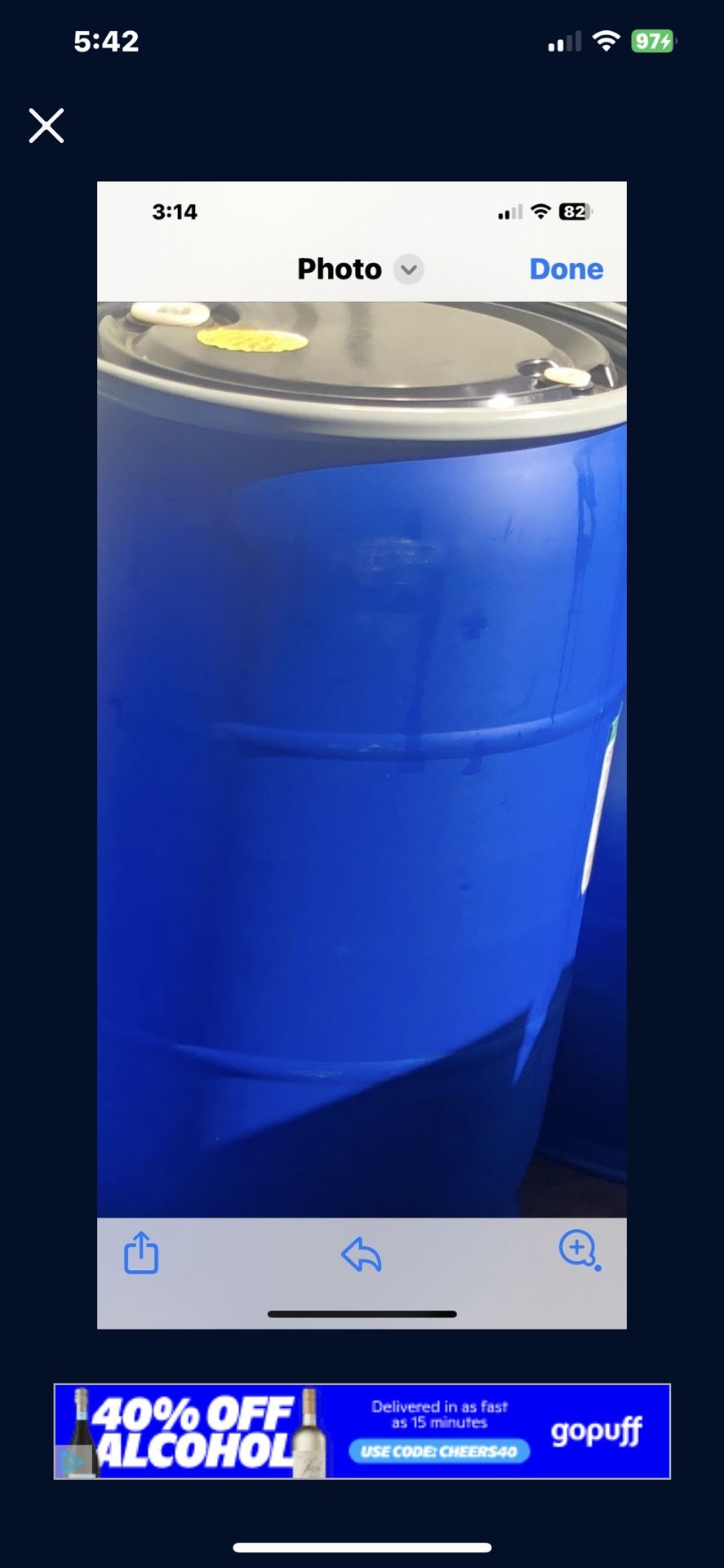55 Gallon Drum Empty To Catch A Rain Water$25