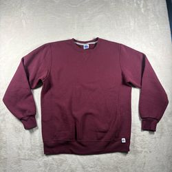 Y2K Russell Athletic Men’s Size M Burgundy Blank Crewneck Sweater Essential#1093