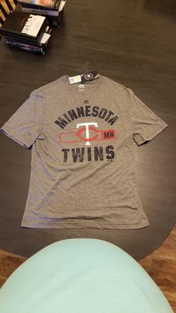 Majestic Minnesota Twins Major League Baseball T-Shirt Gray Adult Medium Size M