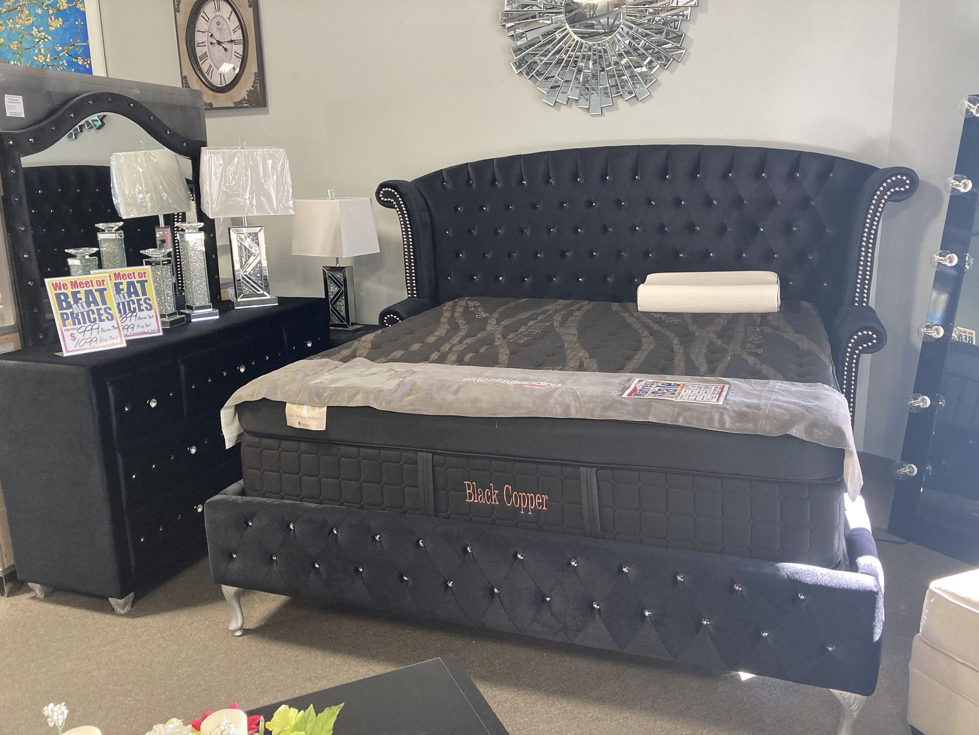 Beautiful Black Bedroom Set! $1799,All Products : American Fashion Style Bags On Sale