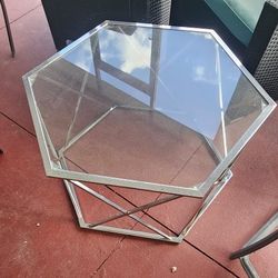 Living Room One Metal Glass and Two Side Tables