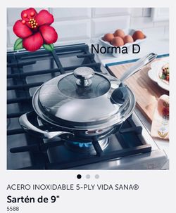 Sartén de 9” vida sana 5 ply Nuevo en su caja 🌺 princess house 🌺