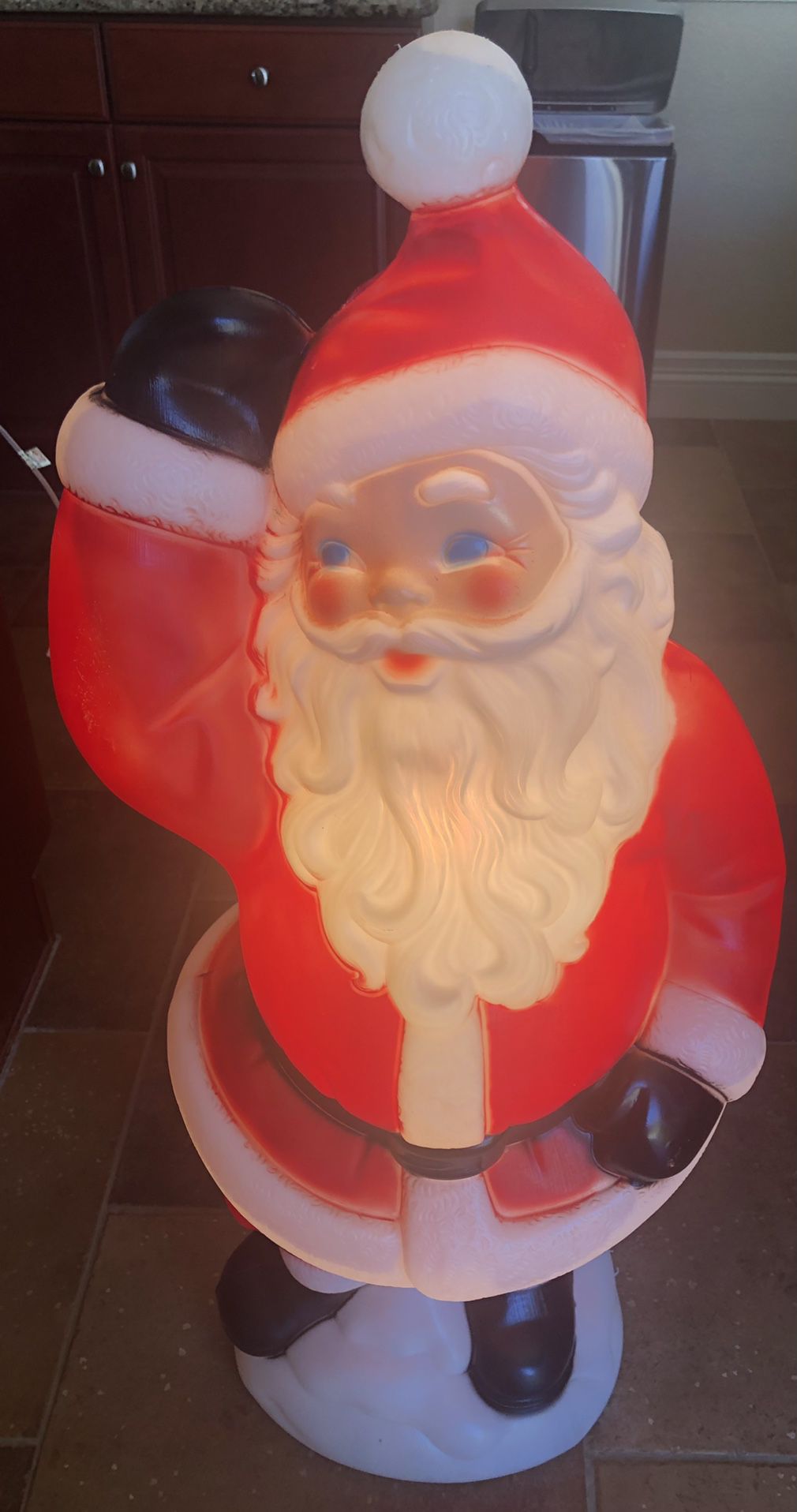 Vintage 40” General Foam Waving Santa Blow Mold Like New In Storage Wrapped For Over 50 Years !!! Nicest One U Will Ever See ! Rare Christmas Decor 