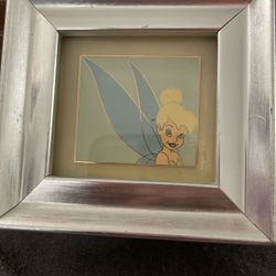 DISNEY Small Silver Wood Mini Frame Tink Tinkerbell Framed Pin