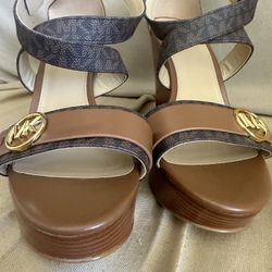 Carmen Logo and Faux Leather Wedge Sandal