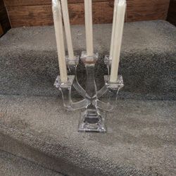 Glass Candelabra With Candles