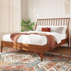 Full Size Bamboo Spindle Bed Frame with Headboard