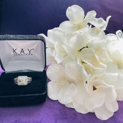 Diamond Engagement Ring 2 ct tw Princess & Round 14K White Gold