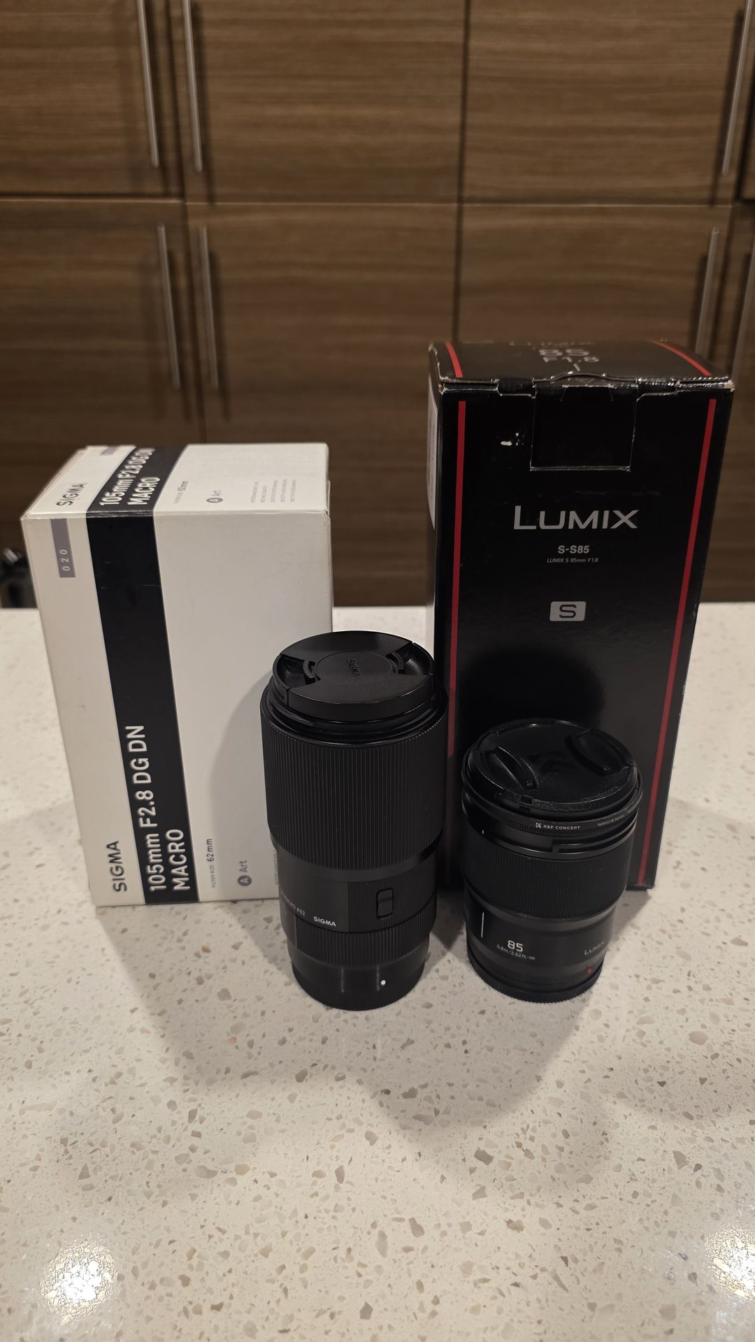 Sigma 105mm f2.8 L mount lens and lumix s85mm 1.8