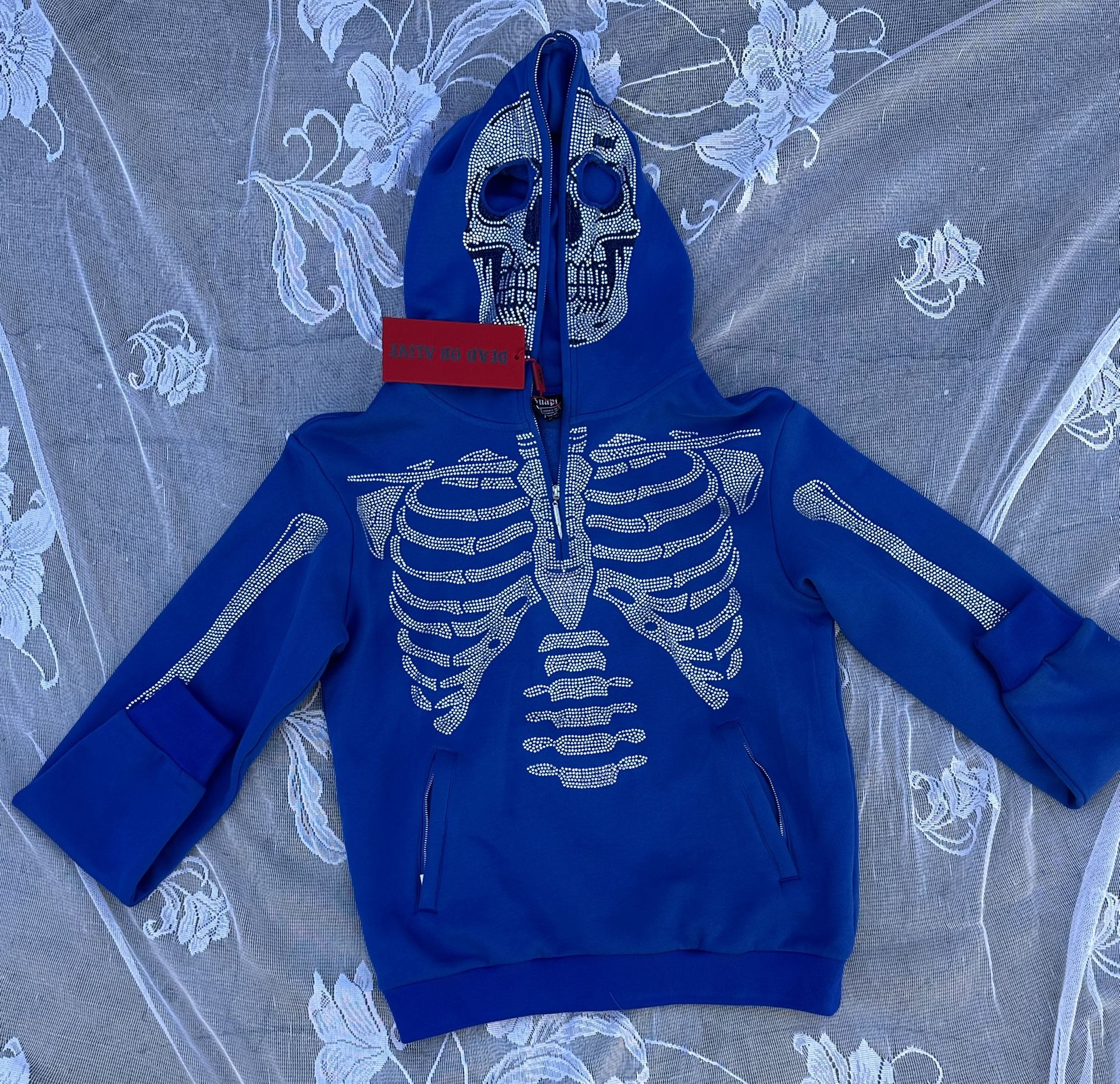 Zip Hoodie Blue Skeleton Sweater Glad News “X-Ray Vision” Skeleton Full ...